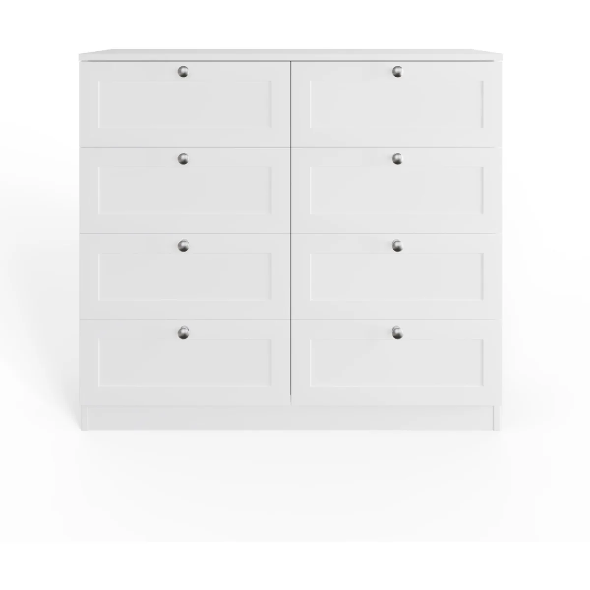 FWStyle Matt White 8 Drawer Chest of Drawers Shaker Style Central Runners  - White – image 4
