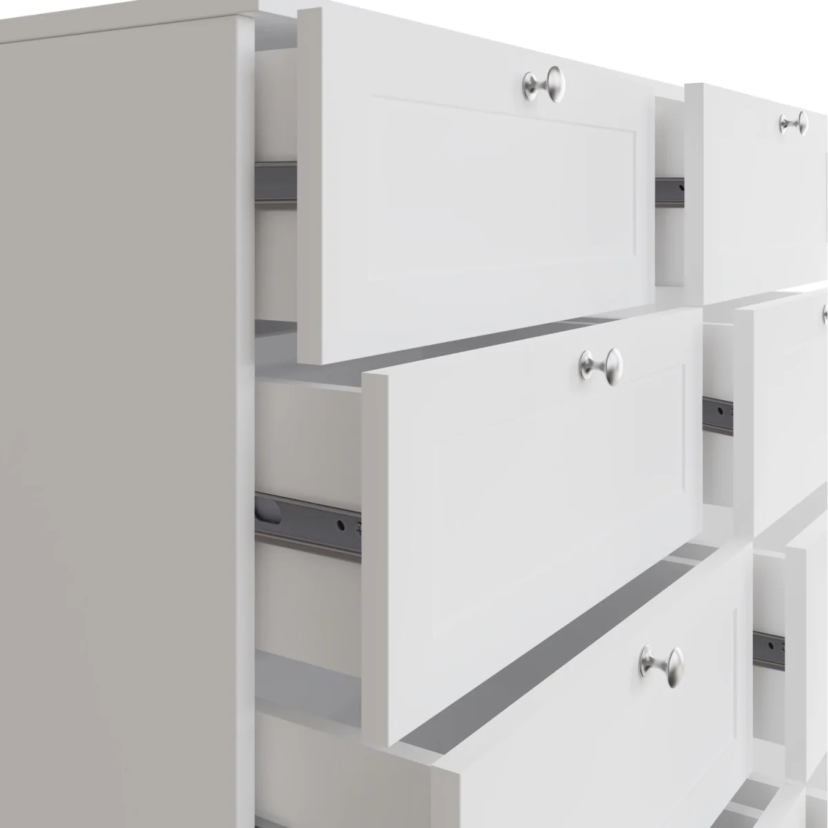 FWStyle Matt White 8 Drawer Chest of Drawers Shaker Style Central Runners  - White – image 6