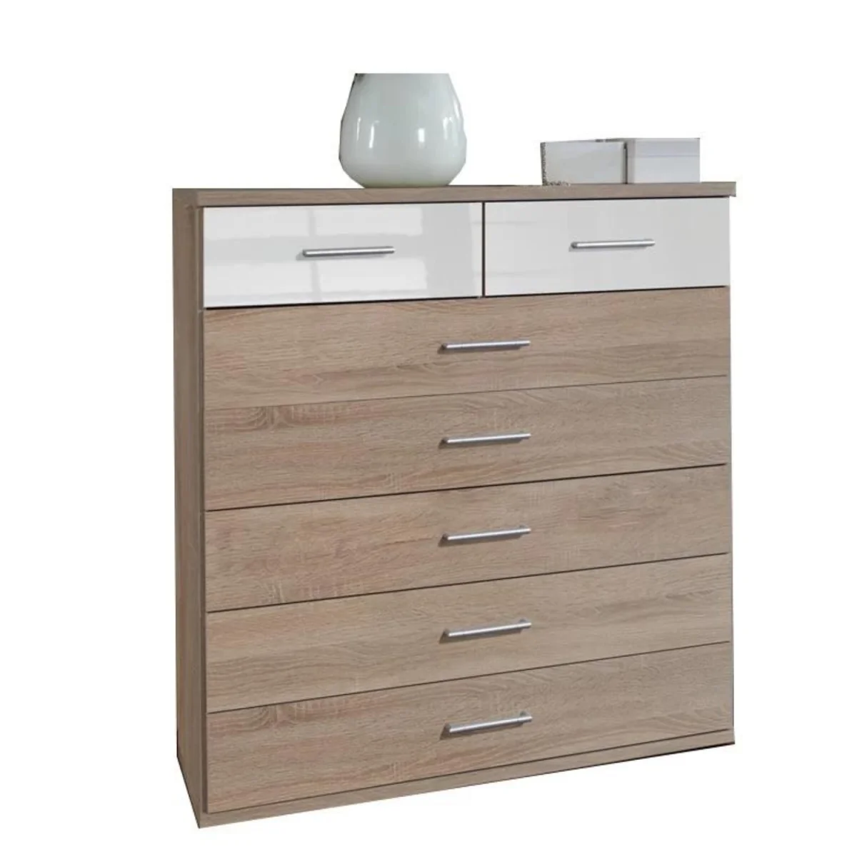 Belgravia 5+2 Chest of Drawers Oak and White Gloss - Oak – image 3