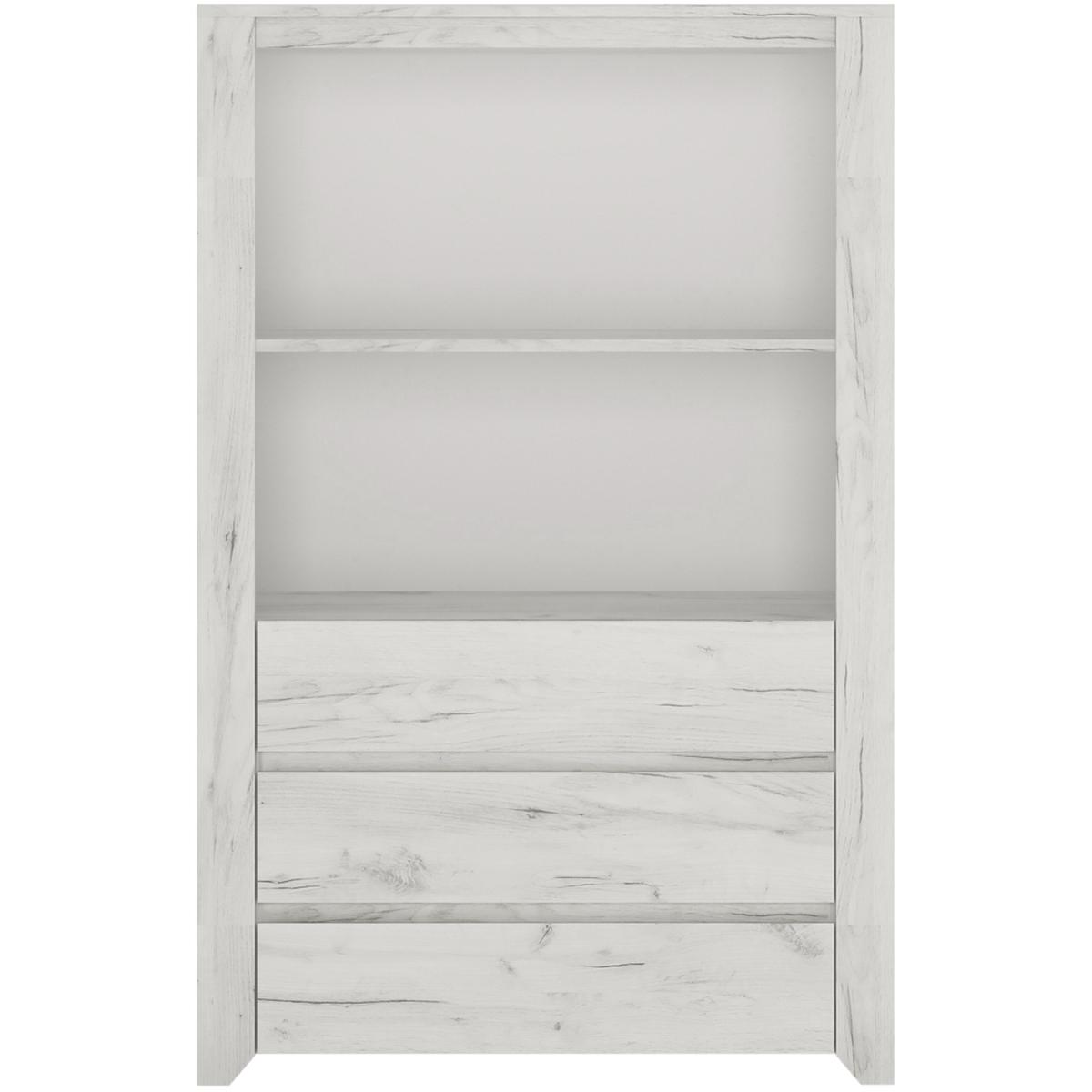 Marbel Three Drawer Cupboard with Open Shelf - White Craft Oak – image 6