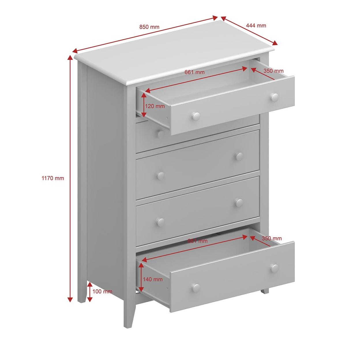 Heston 5-Drawer Chest - Pine – image 6