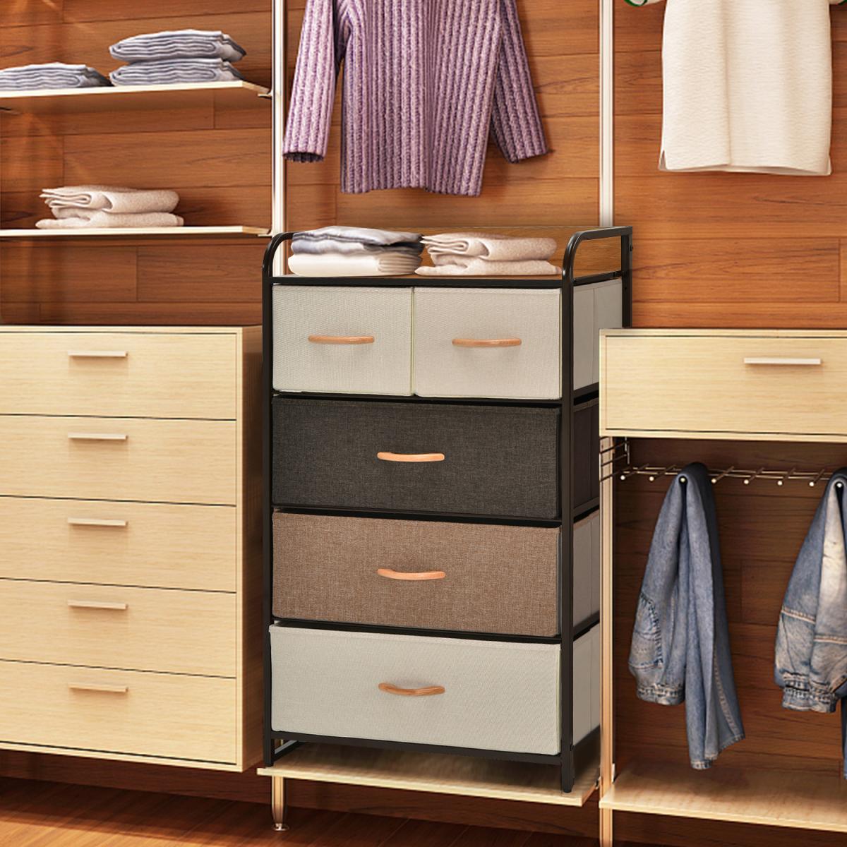 Costway Drawer Dresser Storage Tower Vertical Organizer Unit - Brown – image 3