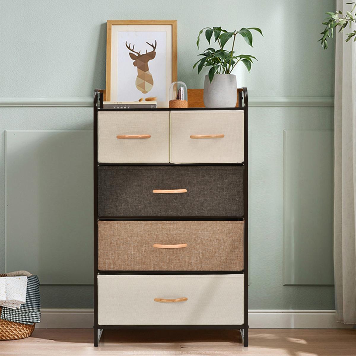 Costway Drawer Dresser Storage Tower Vertical Organizer Unit - Brown – image 4