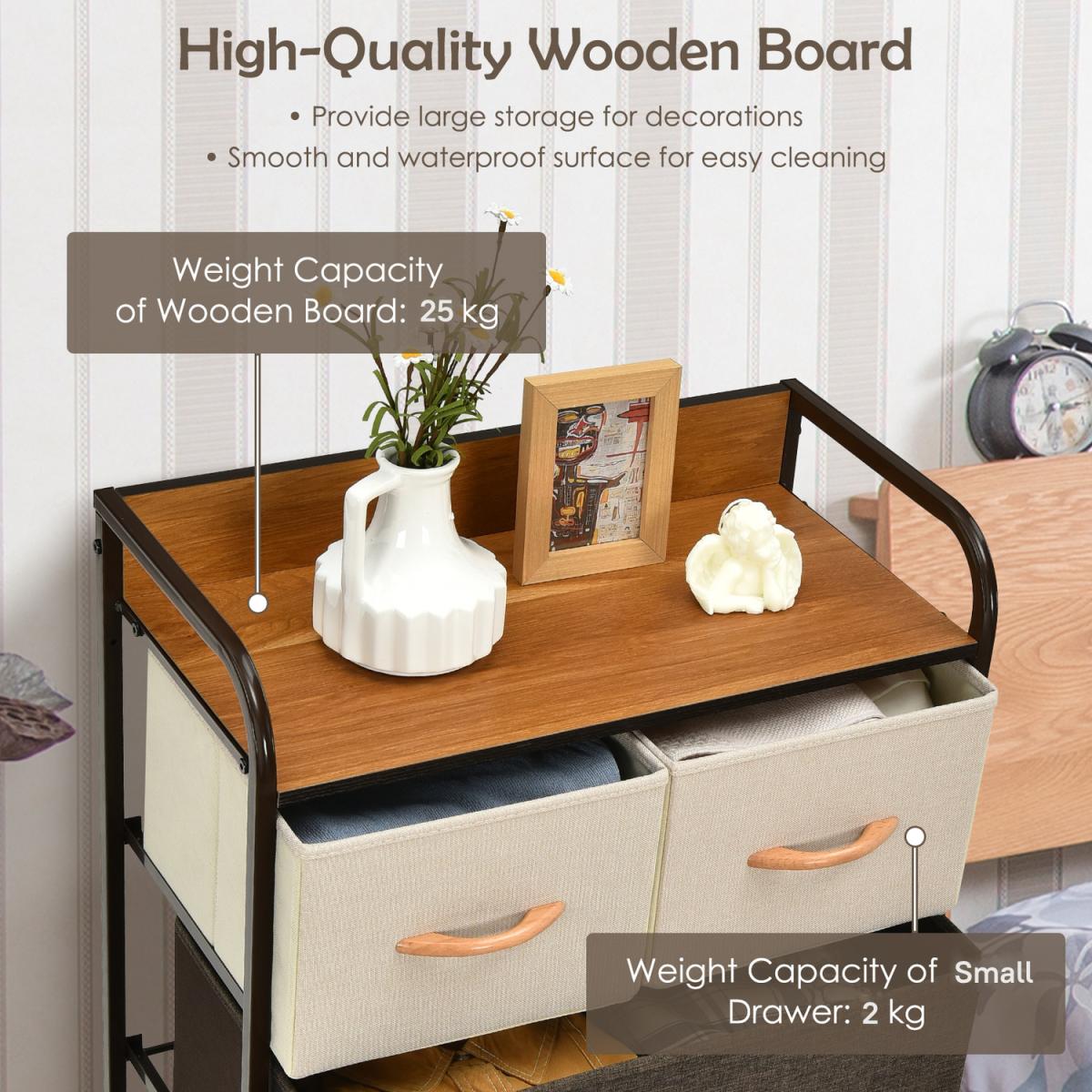Costway Drawer Dresser Storage Tower Vertical Organizer Unit - Brown – image 7