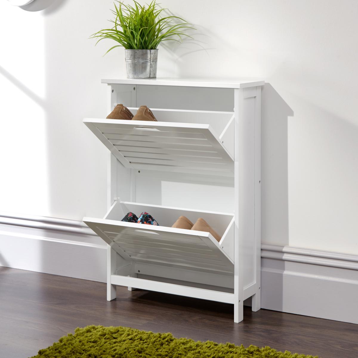Bergen Two Tier Shoe Cabinet - White – image 2