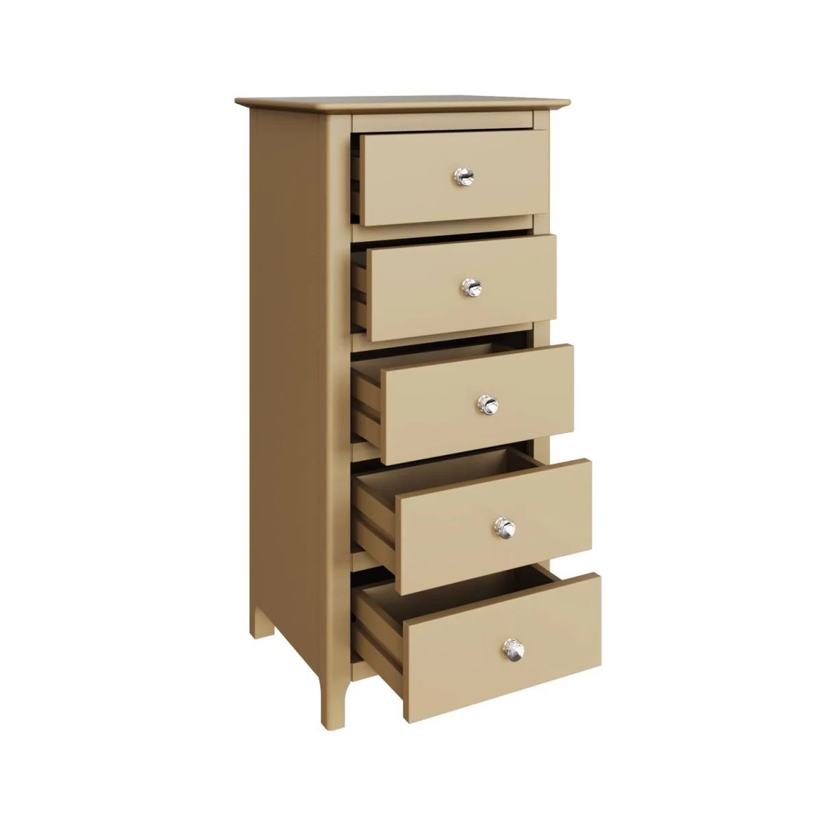 FWStyle Pair Putty 5 Drawer Chest Of Drawers Polished Metal Handles  - Putty – image 4