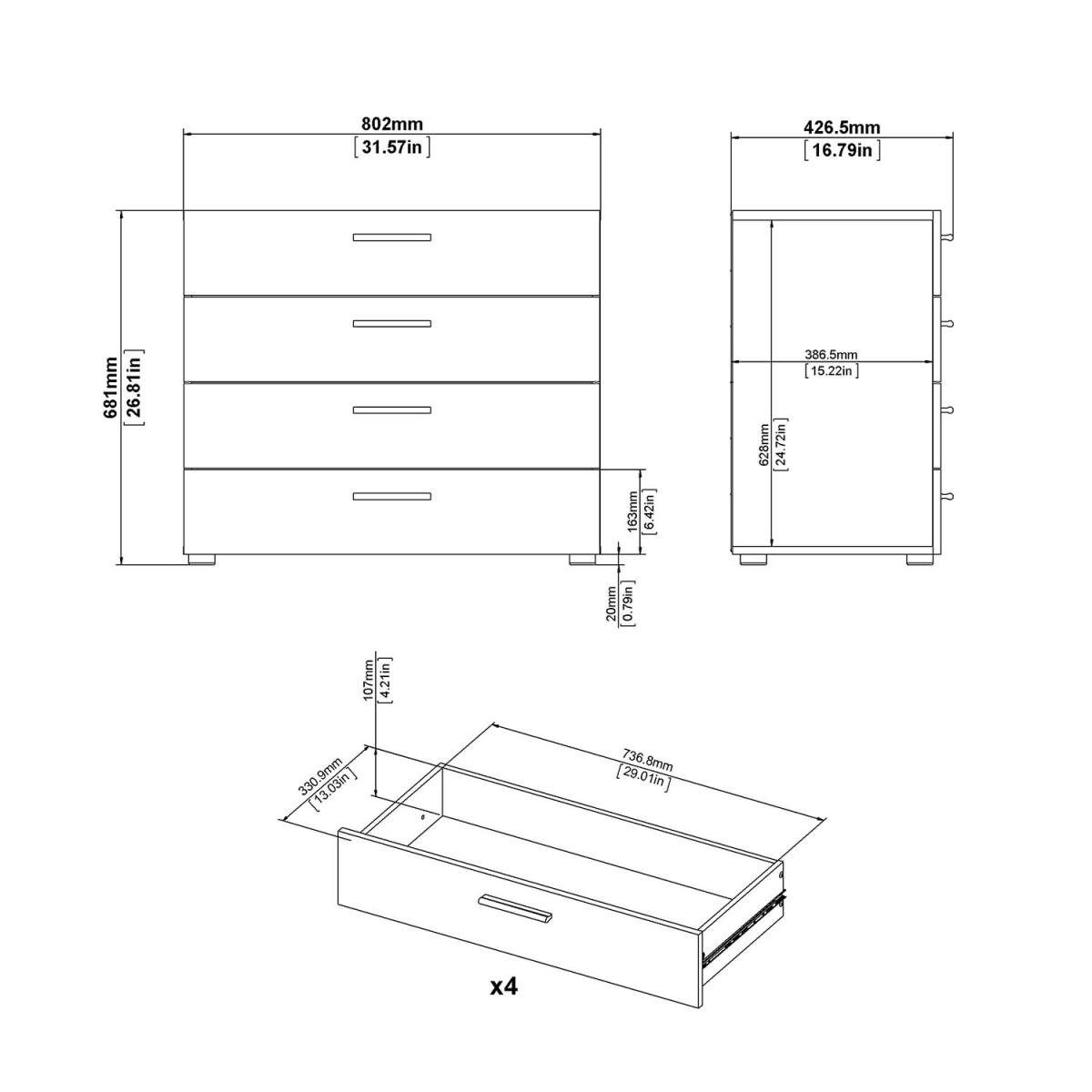 Pepe Chest of Four Drawers - Wooden Black – image 12