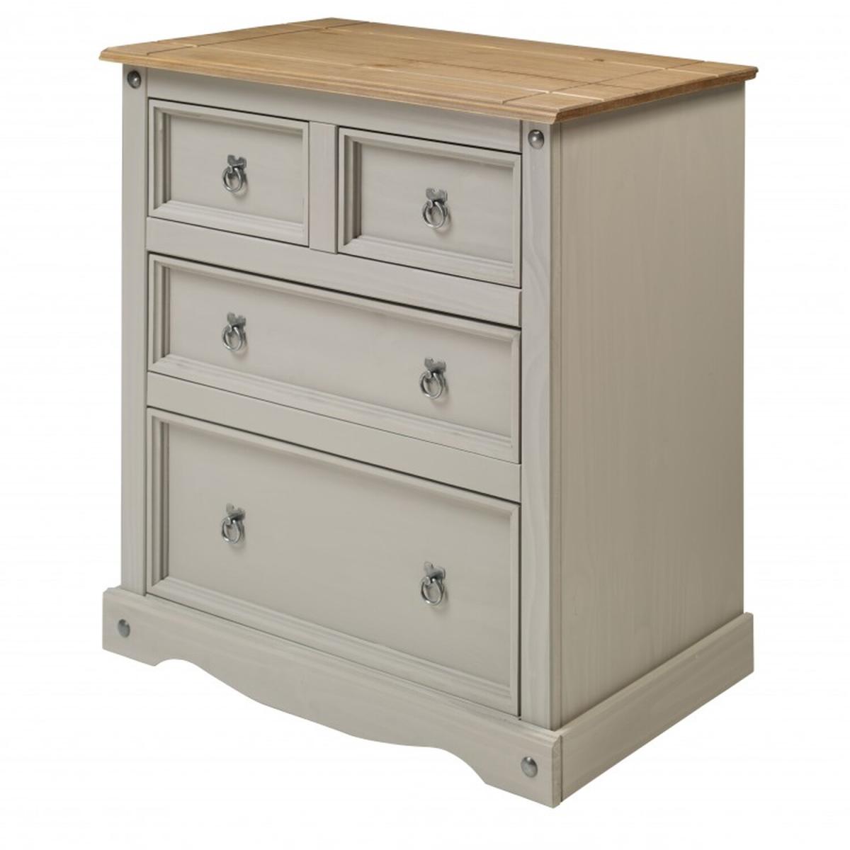 Corona Grey Wax Compact 2 Plus 2 Chest of Drawers - Distressed Grey Wax – image 2
