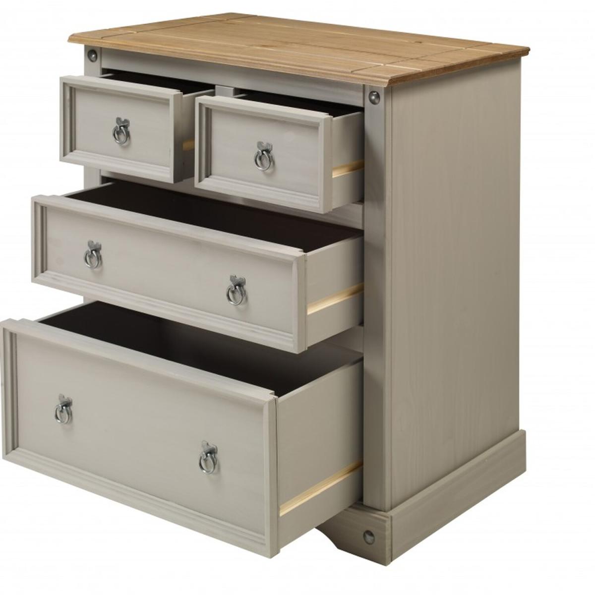 Corona Grey Wax Compact 2 Plus 2 Chest of Drawers - Distressed Grey Wax – image 3