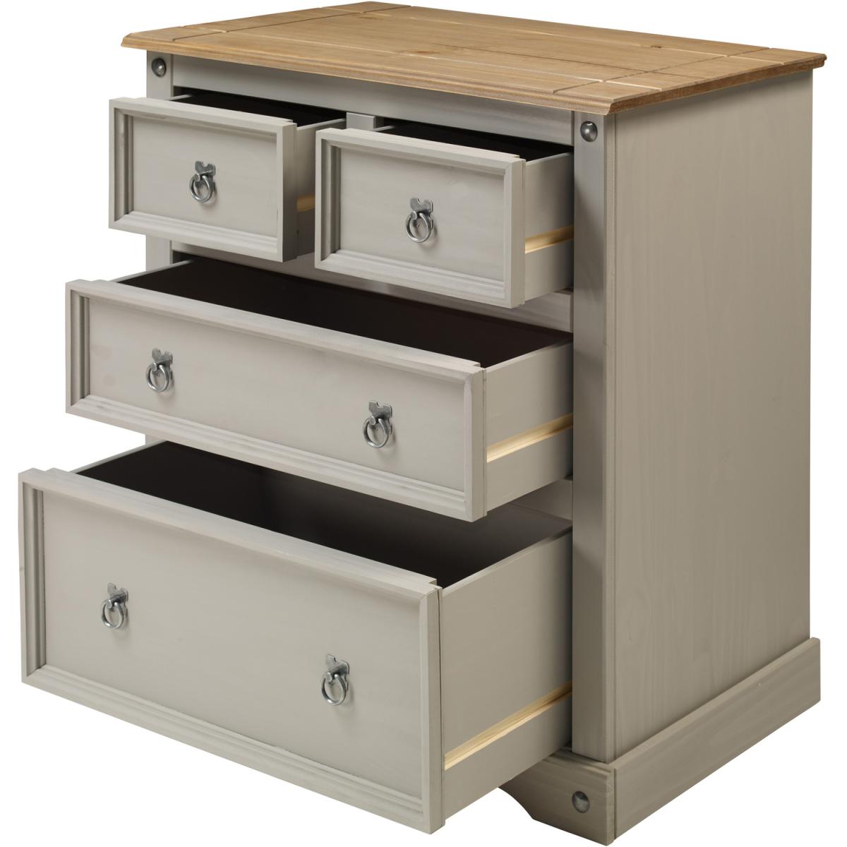 Corona Grey Wax Compact 2 Plus 2 Chest of Drawers - Distressed Grey Wax – image 5