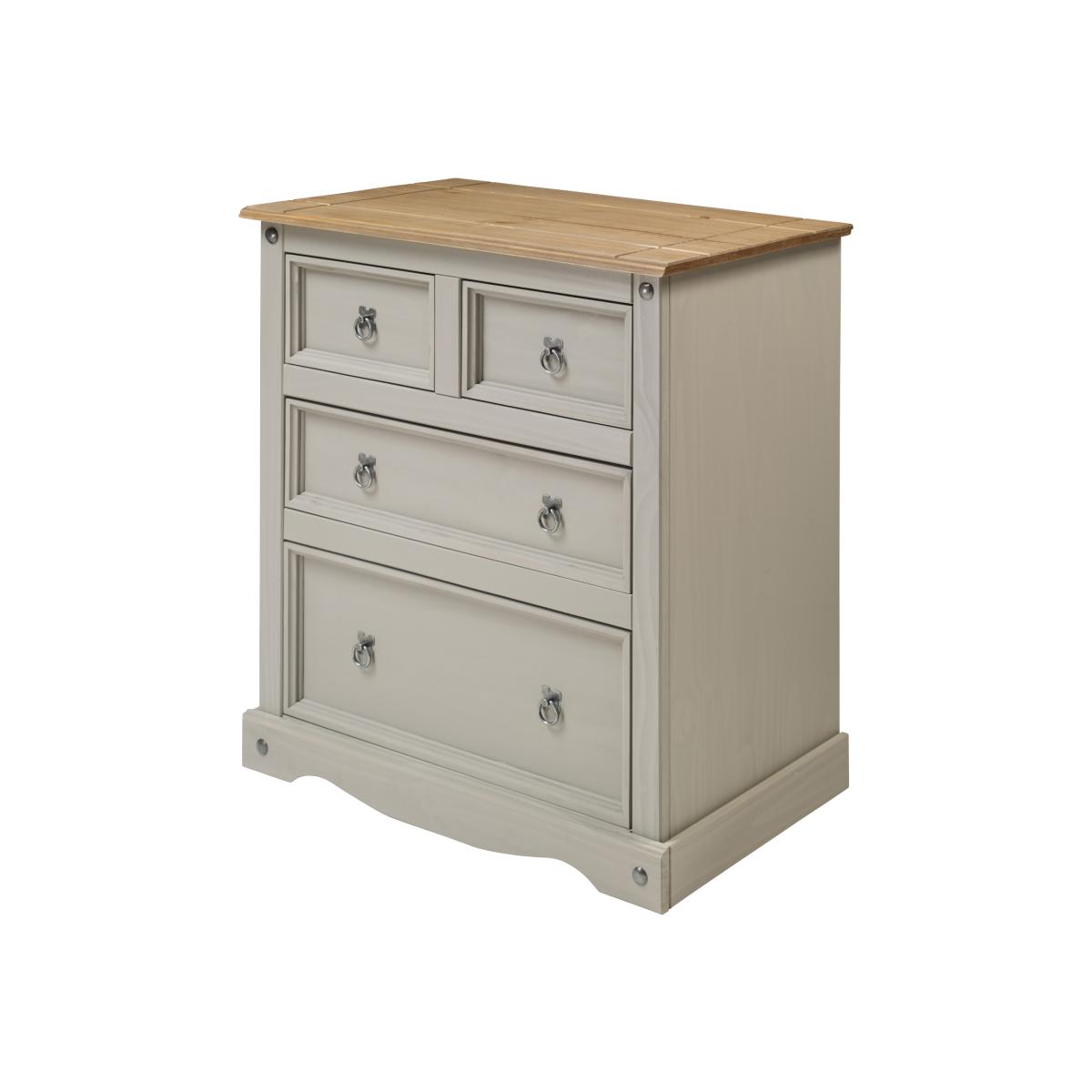 Corona Grey Wax Compact 2 Plus 2 Chest of Drawers - Distressed Grey Wax – image 1