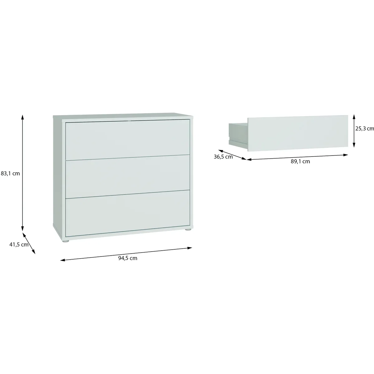 Alice Springs 3 Drawer Chest with Push-Open Drawers in Butter Yellow - Night Blue and White – image 21