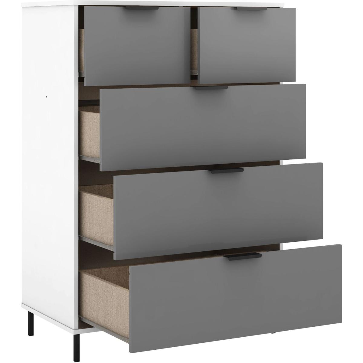 Madrid 3 Plus 2 Drawer Chest  - Grey and White Gloss – image 3