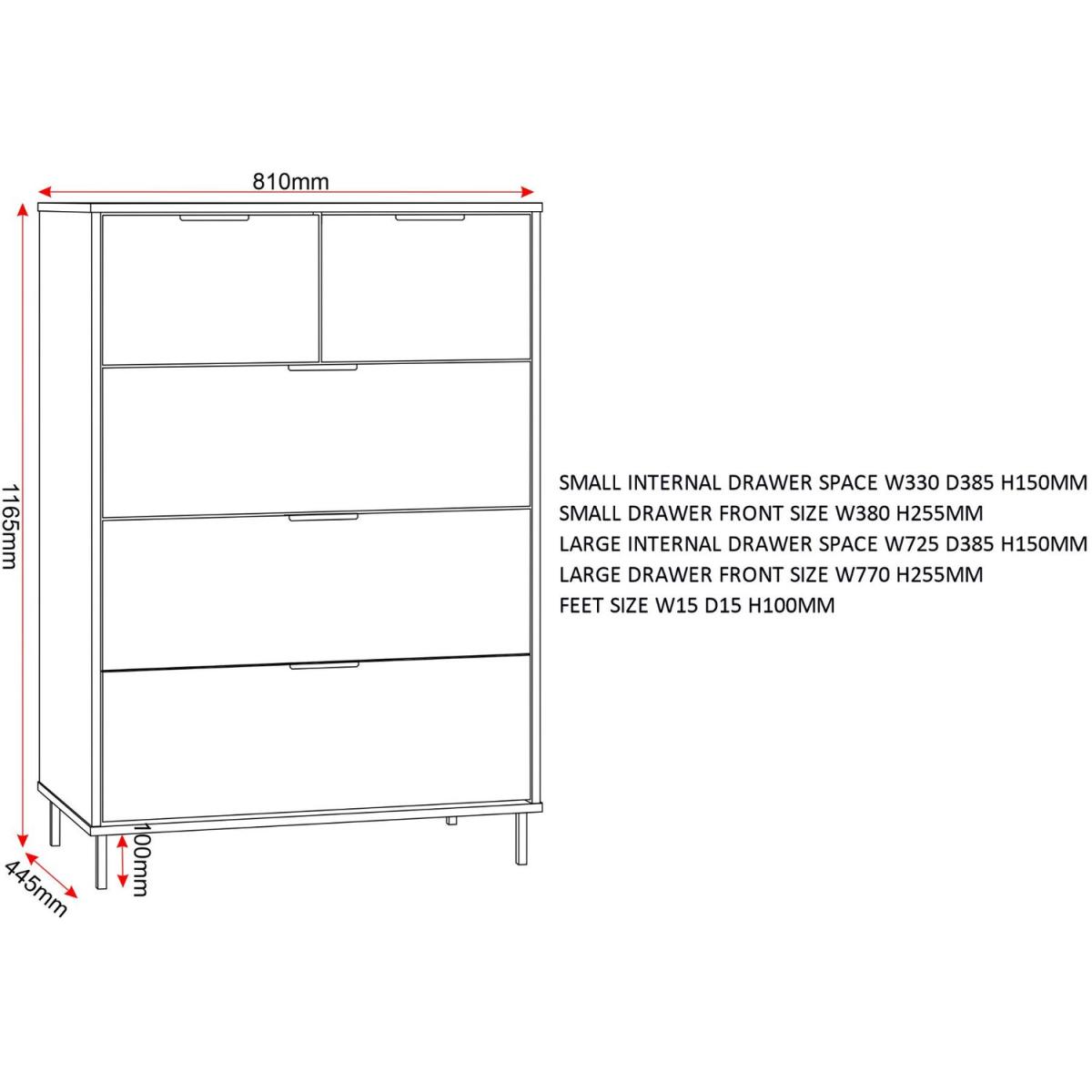 Madrid 3 Plus 2 Drawer Chest  - Grey and White Gloss – image 8