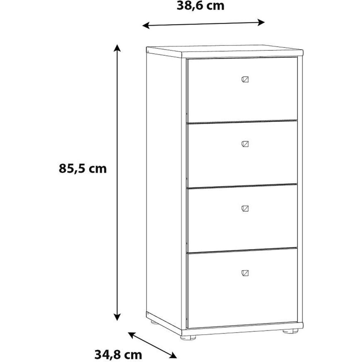 Tall White Chest Of 4 Drawers - White – image 6