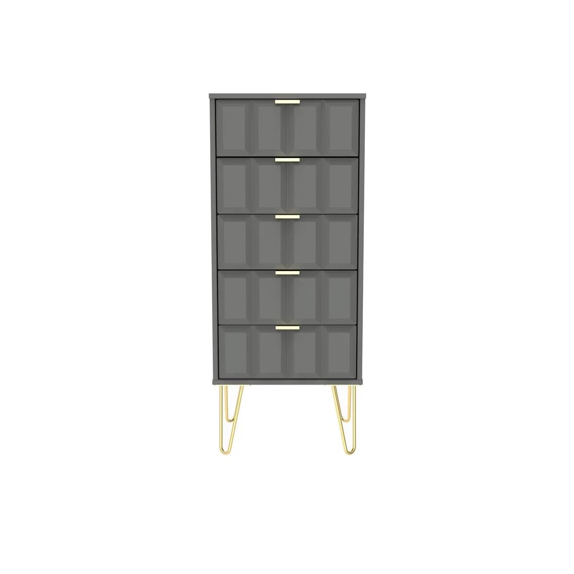Cube Ready Assembled 5 Drawer Tallboy - Dusk Grey