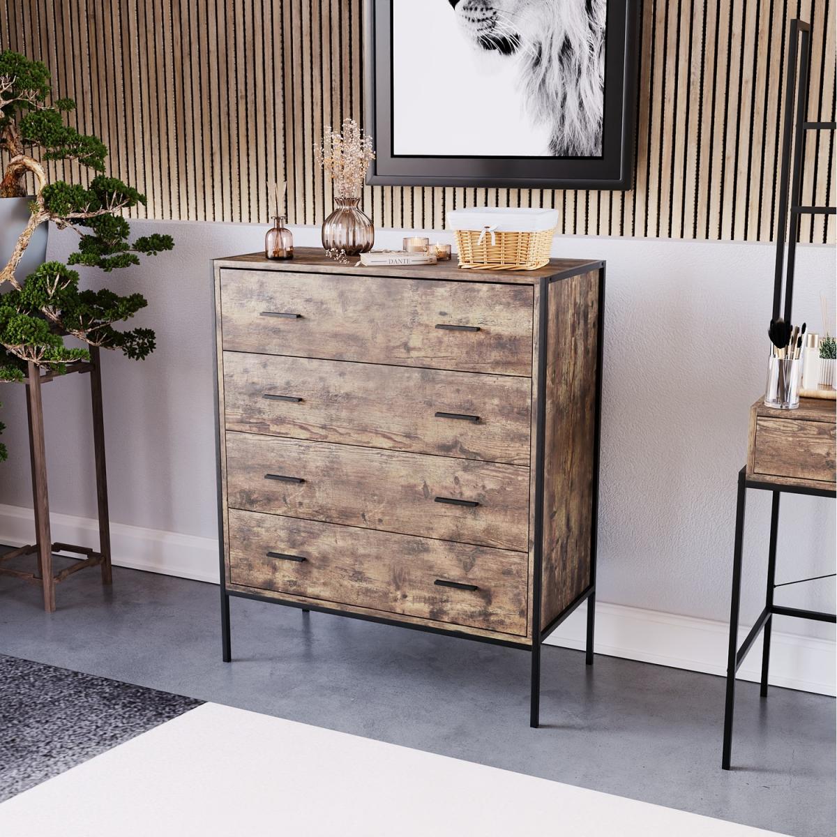Brooklyn 4 Drawer Chest - Dark Wood – image 1