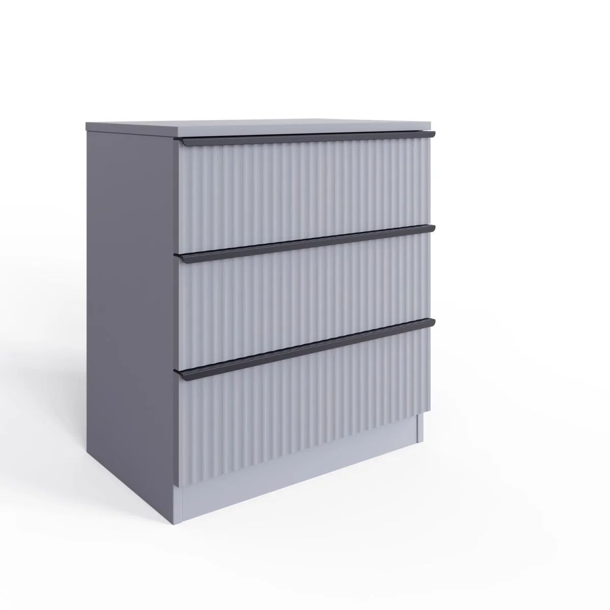 FWStyle Matt Grey 3 Drawer Chest of Drawers Modern Ripple Design - Matt Grey – image 3