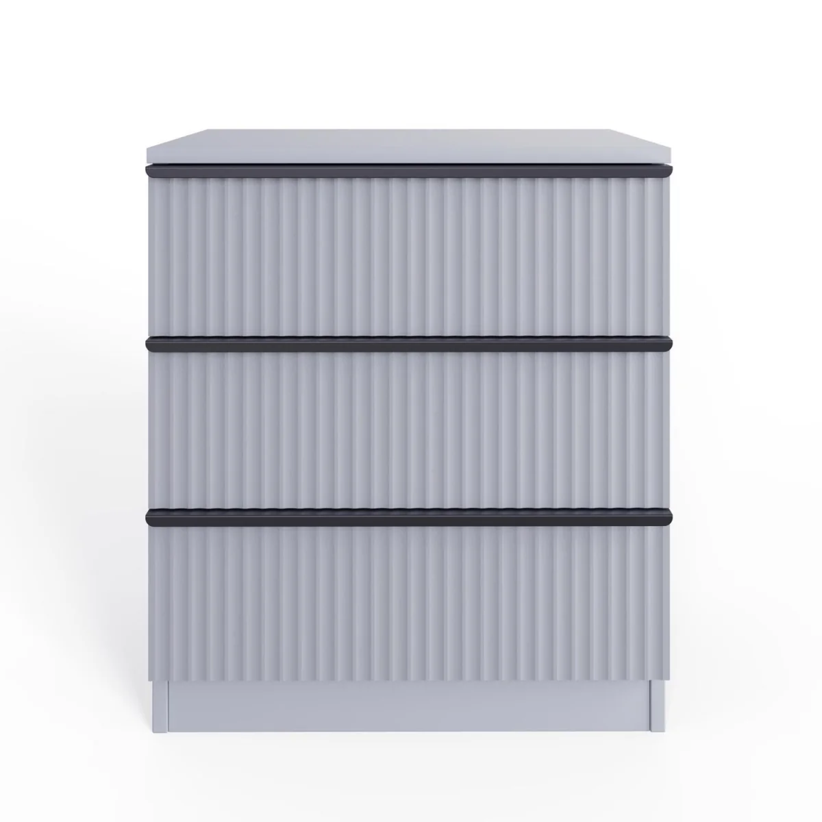 FWStyle Matt Grey 3 Drawer Chest of Drawers Modern Ripple Design - Matt Grey – image 5