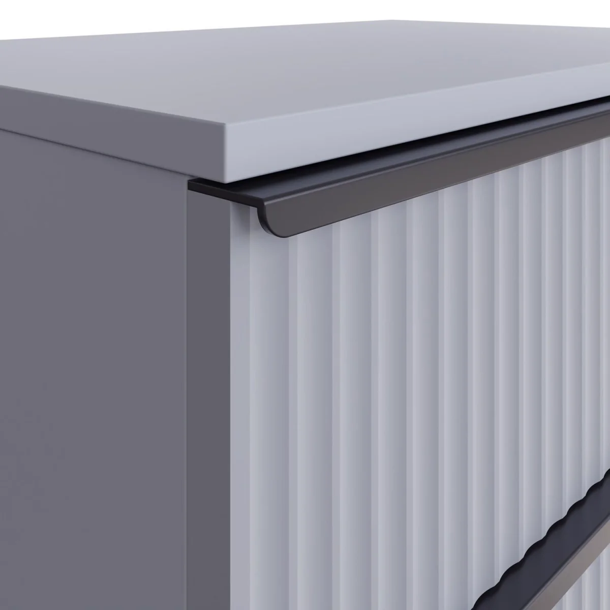 FWStyle Matt Grey 3 Drawer Chest of Drawers Modern Ripple Design - Matt Grey – image 6