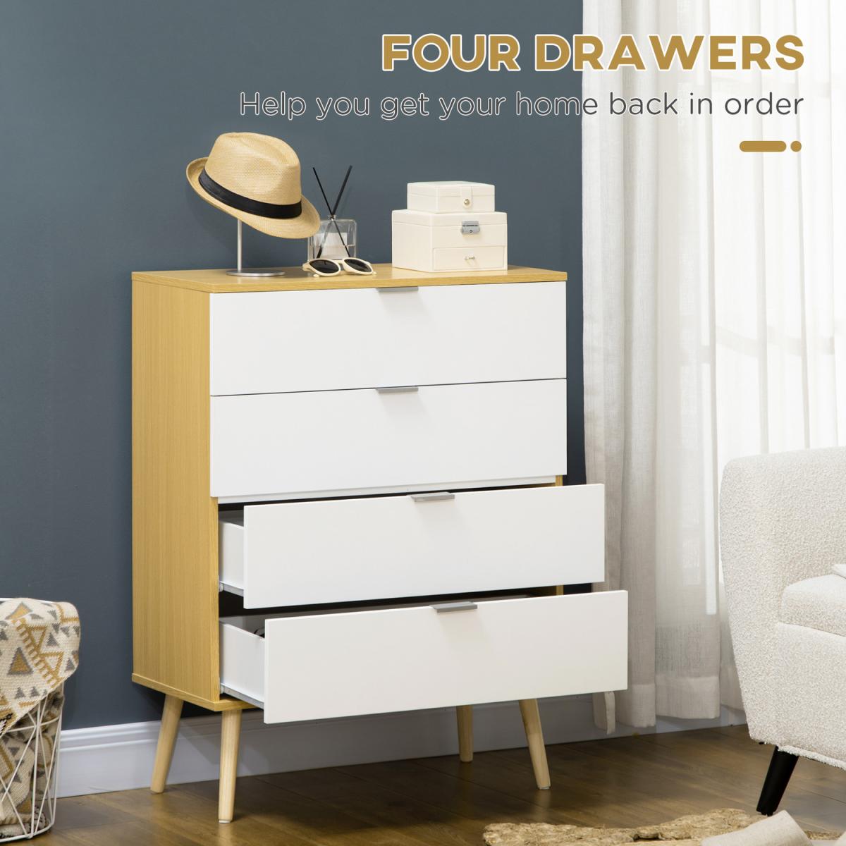 Chest of Drawers 4-Drawer Storage Organiser Unit - White – image 2