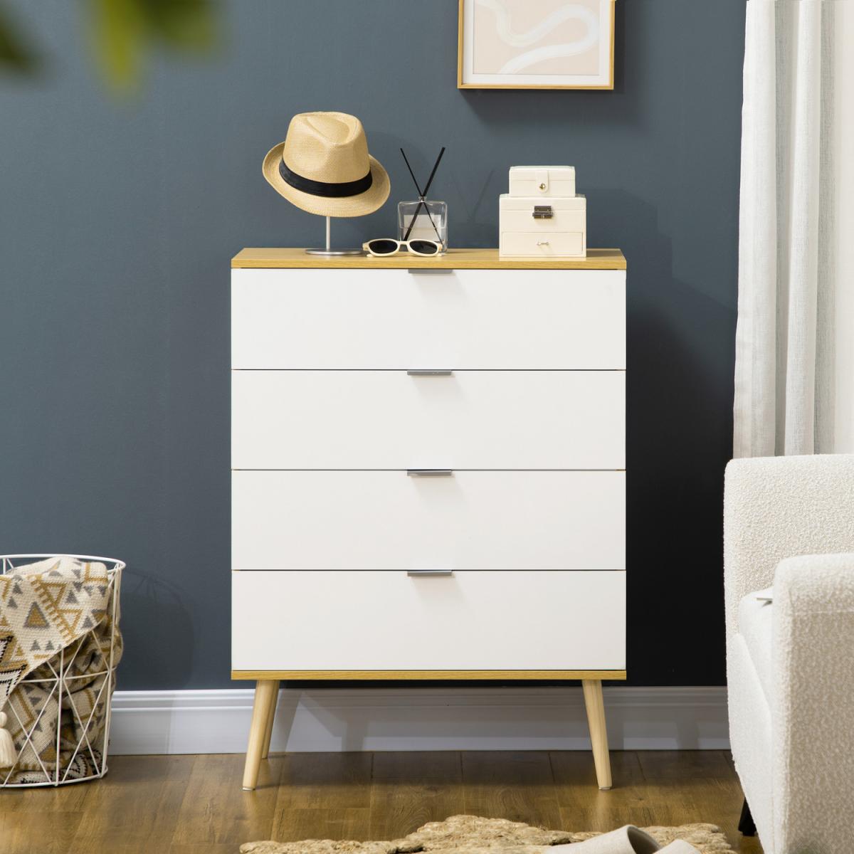 Chest of Drawers 4-Drawer Storage Organiser Unit - White – image 4