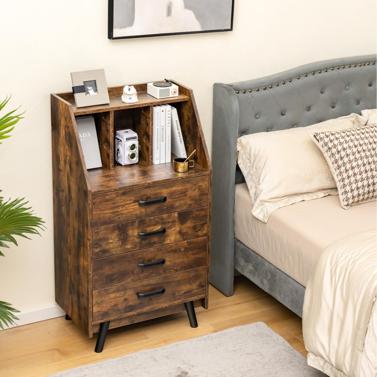 Costway 4-Drawer Dresse - Rustic Brown – image 8