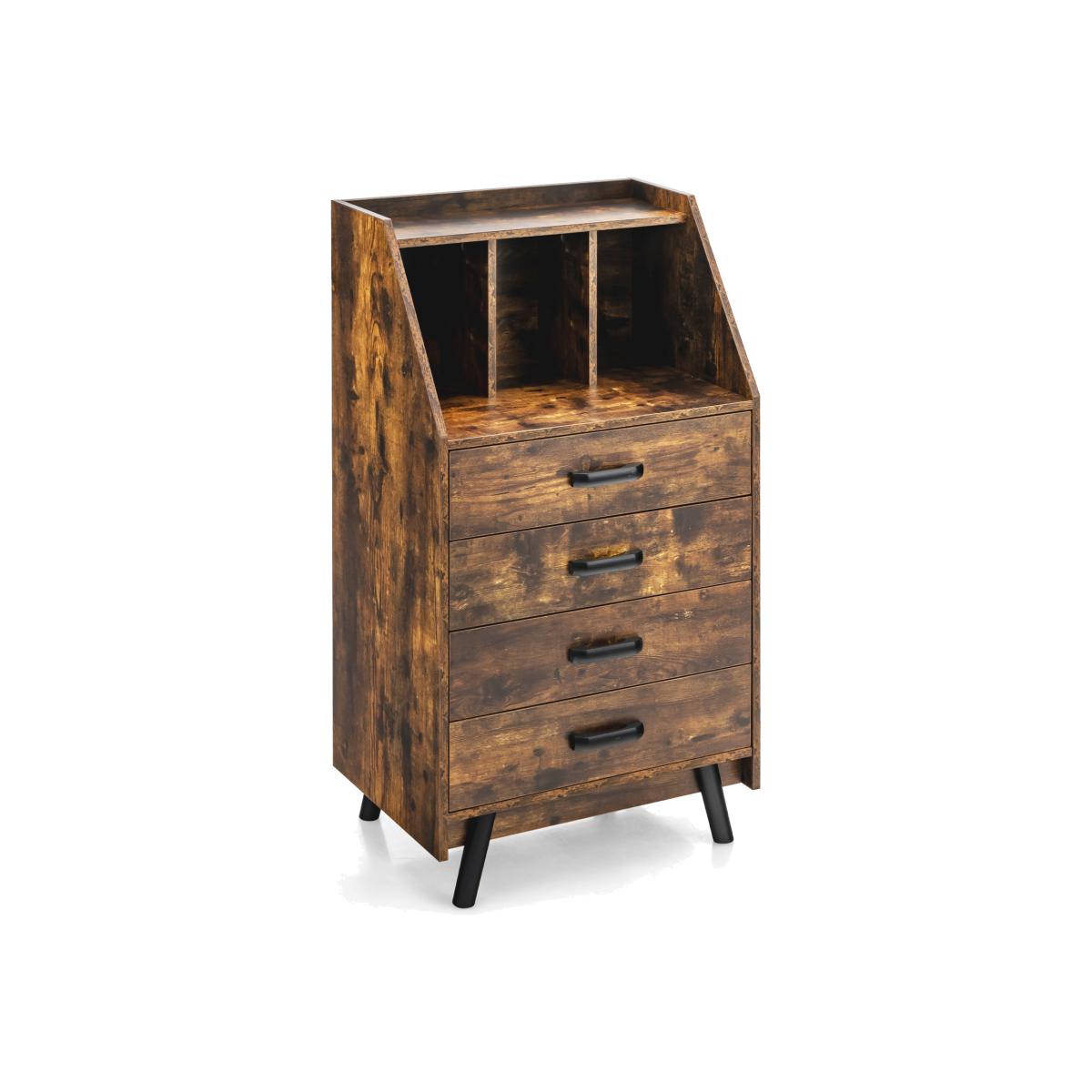 Costway 4-Drawer Dresse - Rustic Brown – image 1