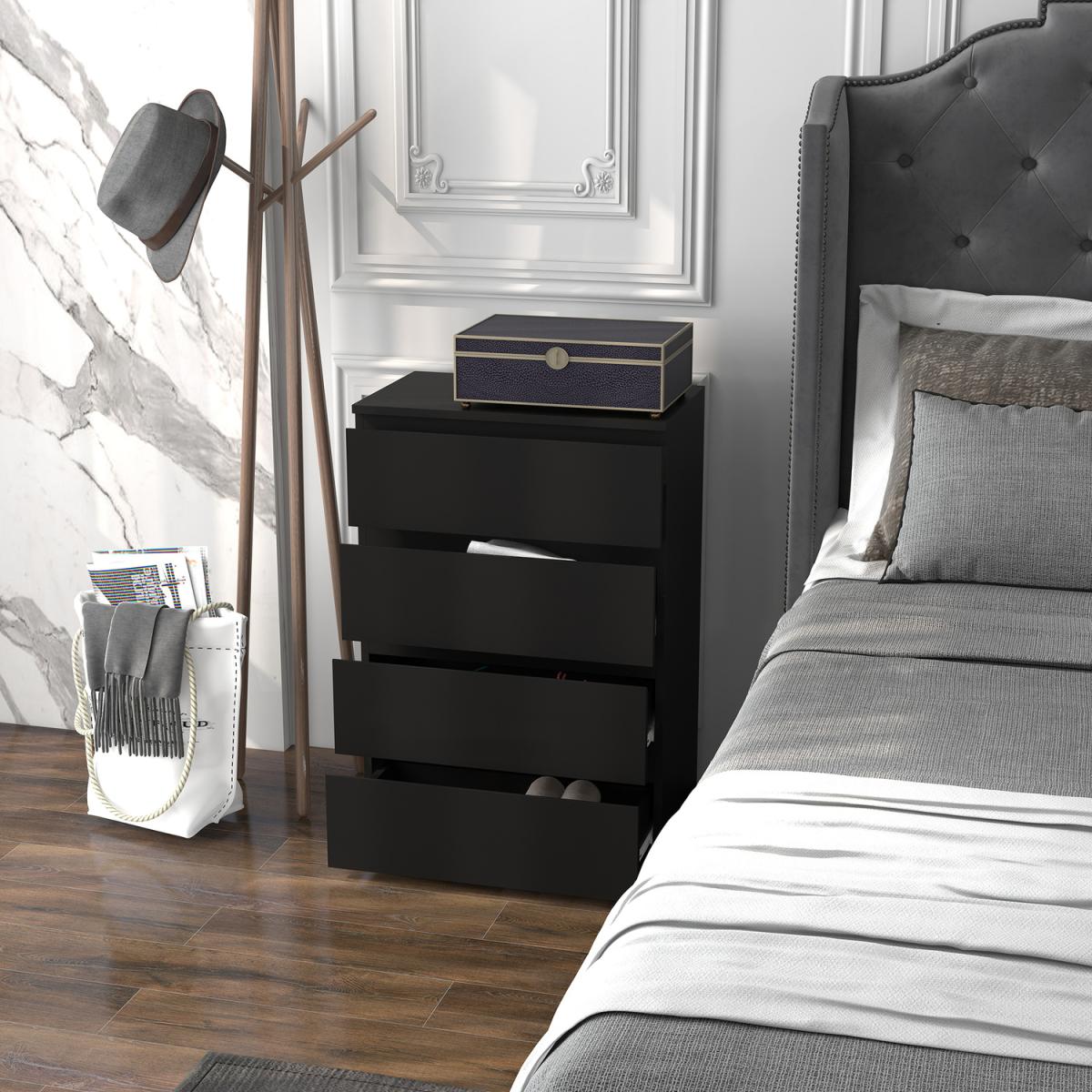 Chest of Drawers Modern 4 Drawers Dresser - Black – image 3