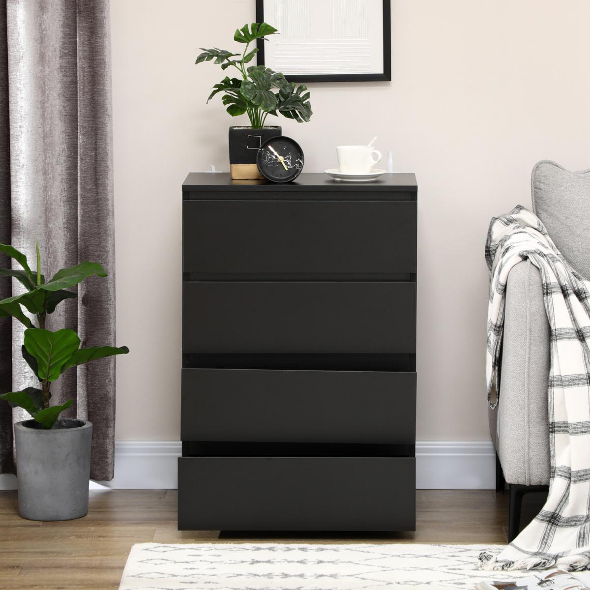 Chest of Drawers Modern 4 Drawers Dresser - Black – image 7