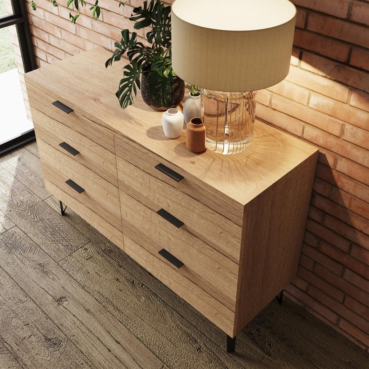 Fisso 6 Drawer Cracked Oak Chest Of Drawers Fast Click Assembly - Cracked Oak – image 2