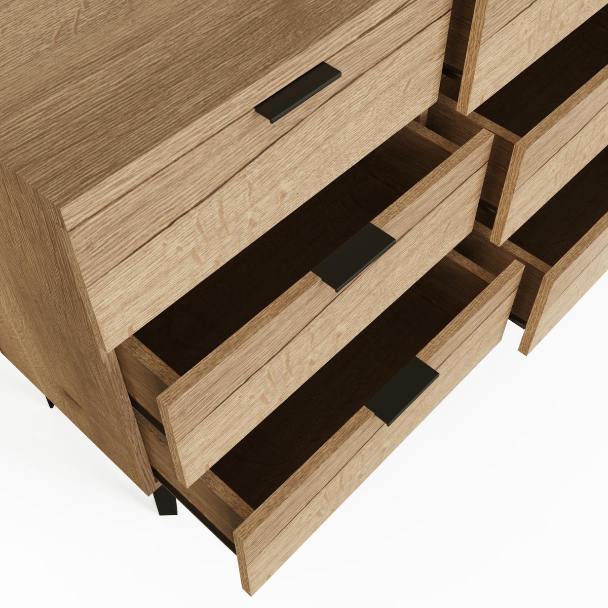 Fisso 6 Drawer Cracked Oak Chest Of Drawers Fast Click Assembly - Cracked Oak – image 3