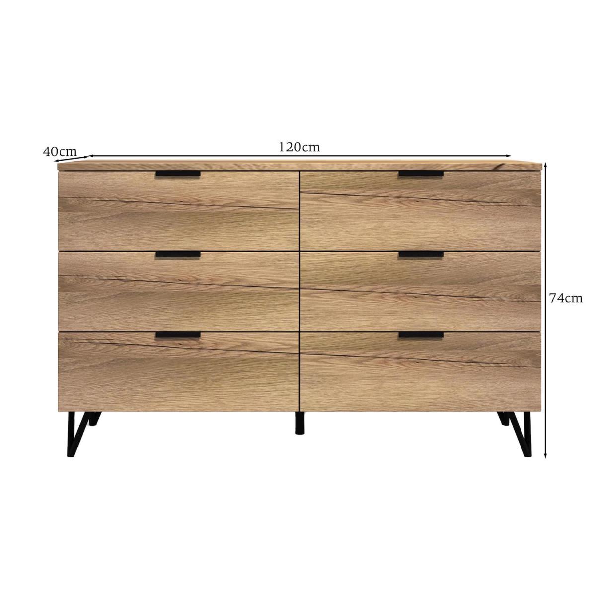Fisso 6 Drawer Cracked Oak Chest Of Drawers Fast Click Assembly - Cracked Oak – image 5