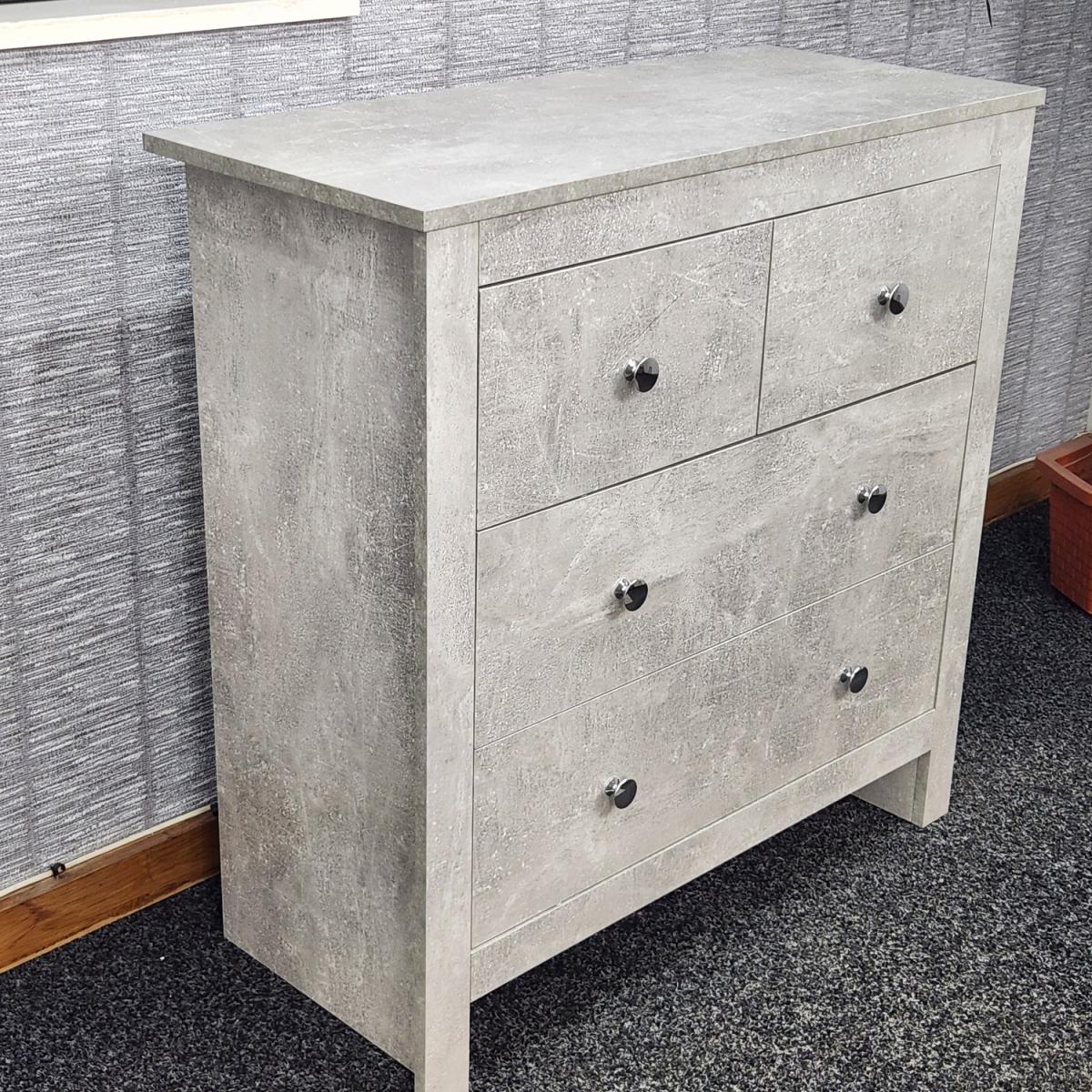 Grey Wooden Chest of 4 Drawers - Grey – image 11