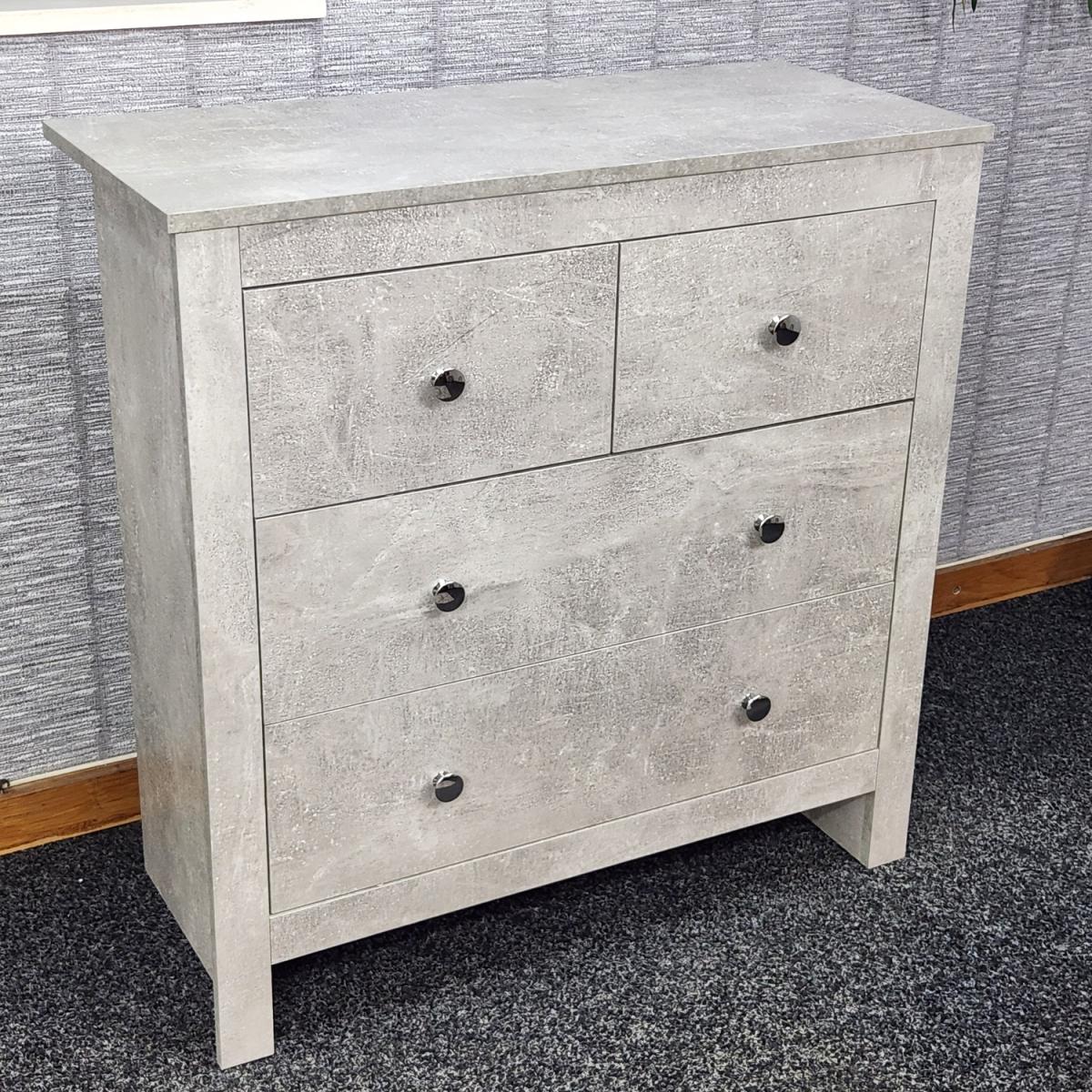 Grey Wooden Chest of 4 Drawers - Grey – image 12