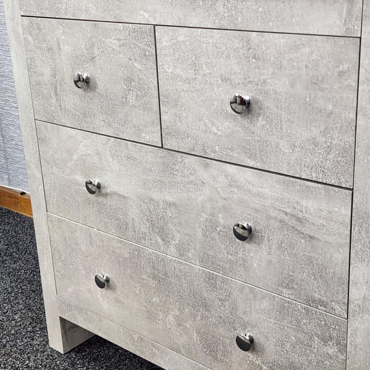Grey Wooden Chest of 4 Drawers - Grey – image 6