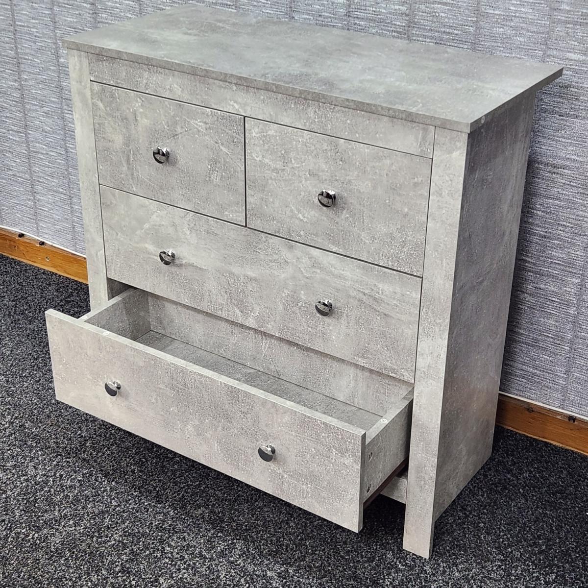 Grey Wooden Chest of 4 Drawers - Grey – image 8