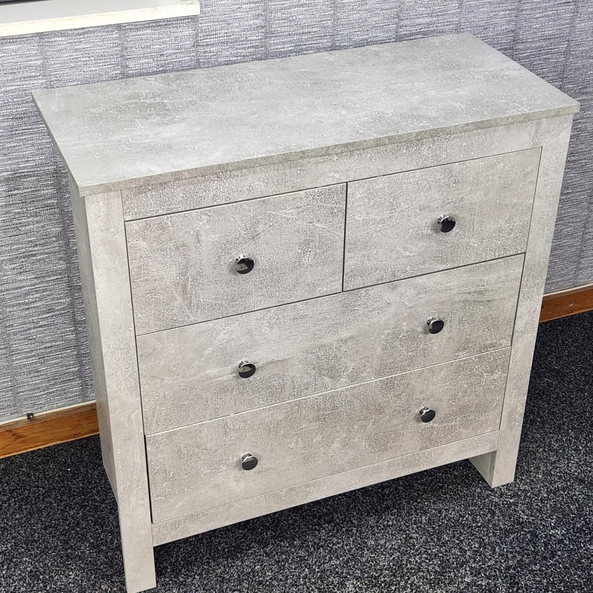 Grey Wooden Chest of 4 Drawers - Grey – image 10