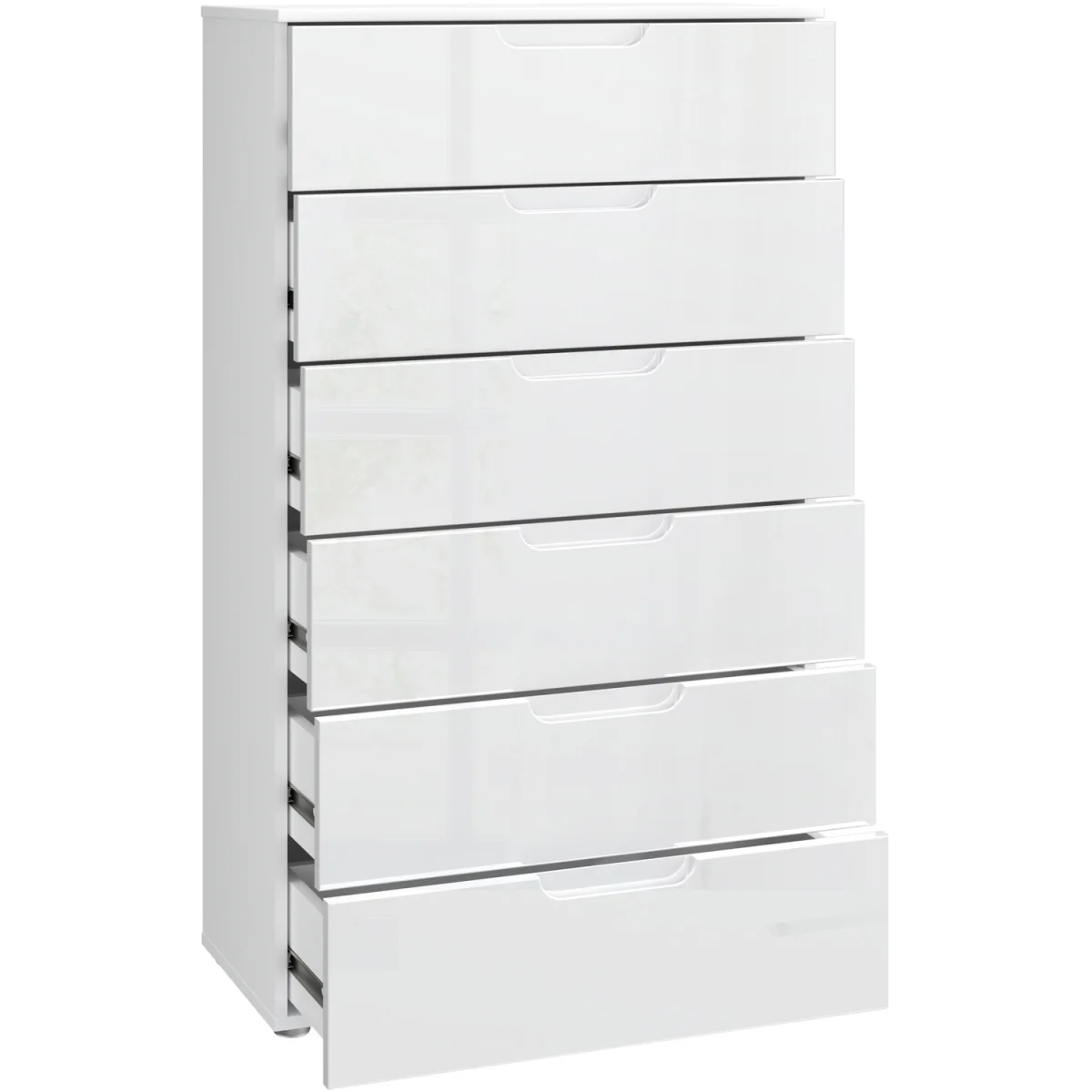 Sienna Chest of 6 Drawers in White/White High Gloss - White – image 4