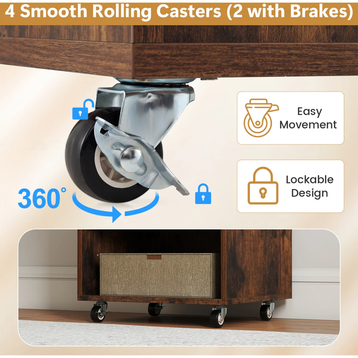 Rolling Storage Cart - Brown – image 2