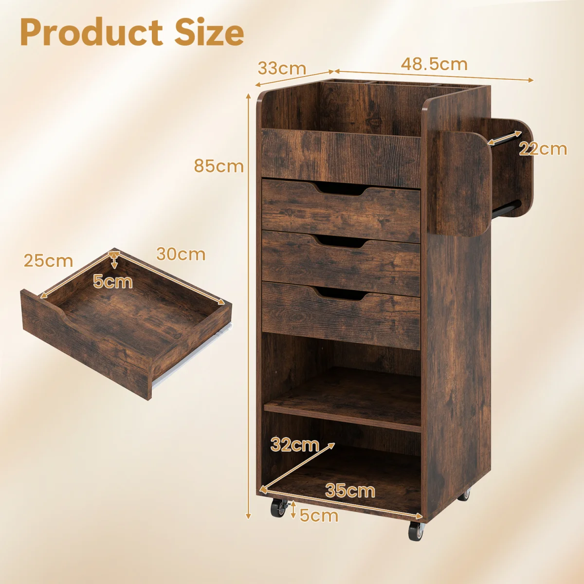 Rolling Storage Cart - Brown – image 3