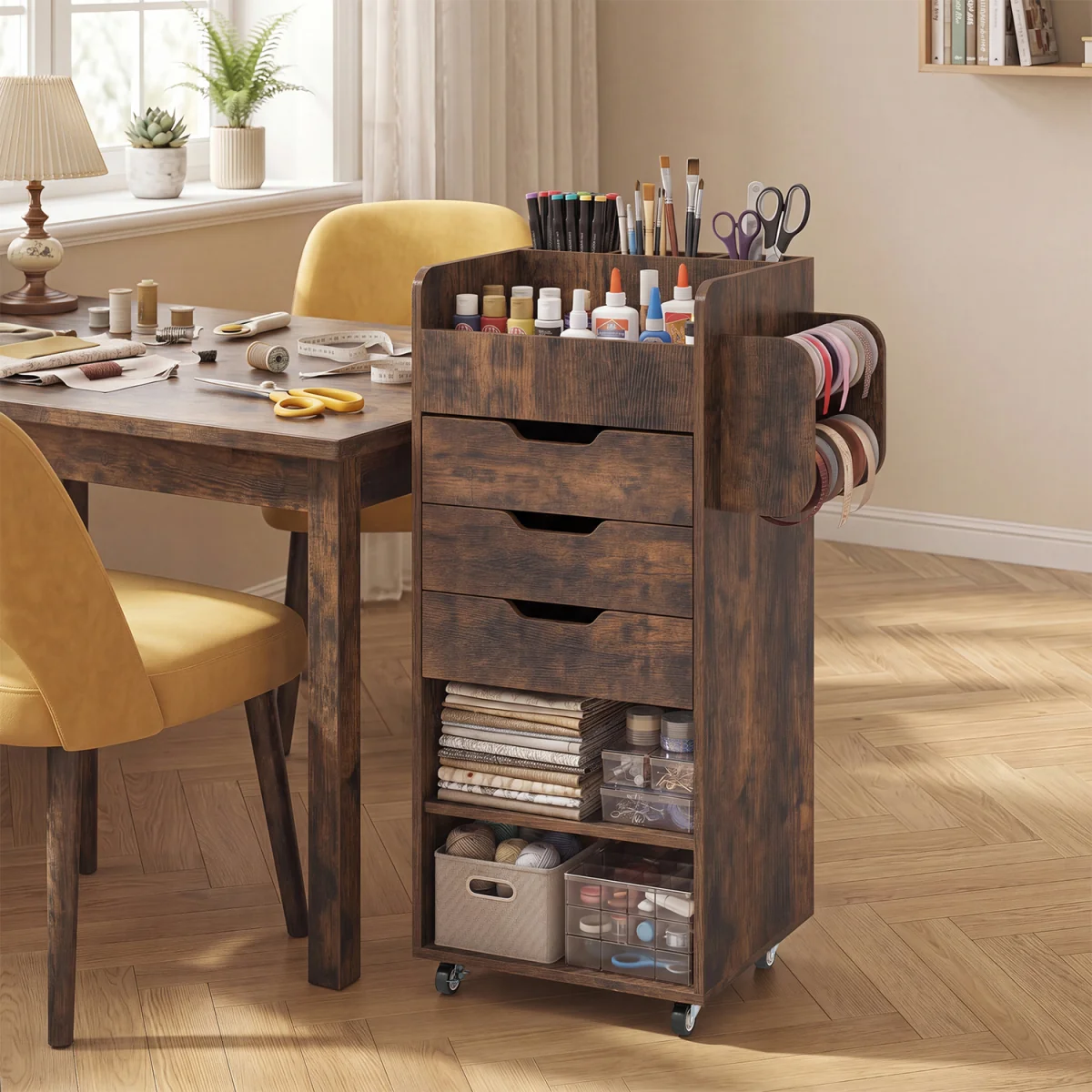 Rolling Storage Cart - Brown – image 4