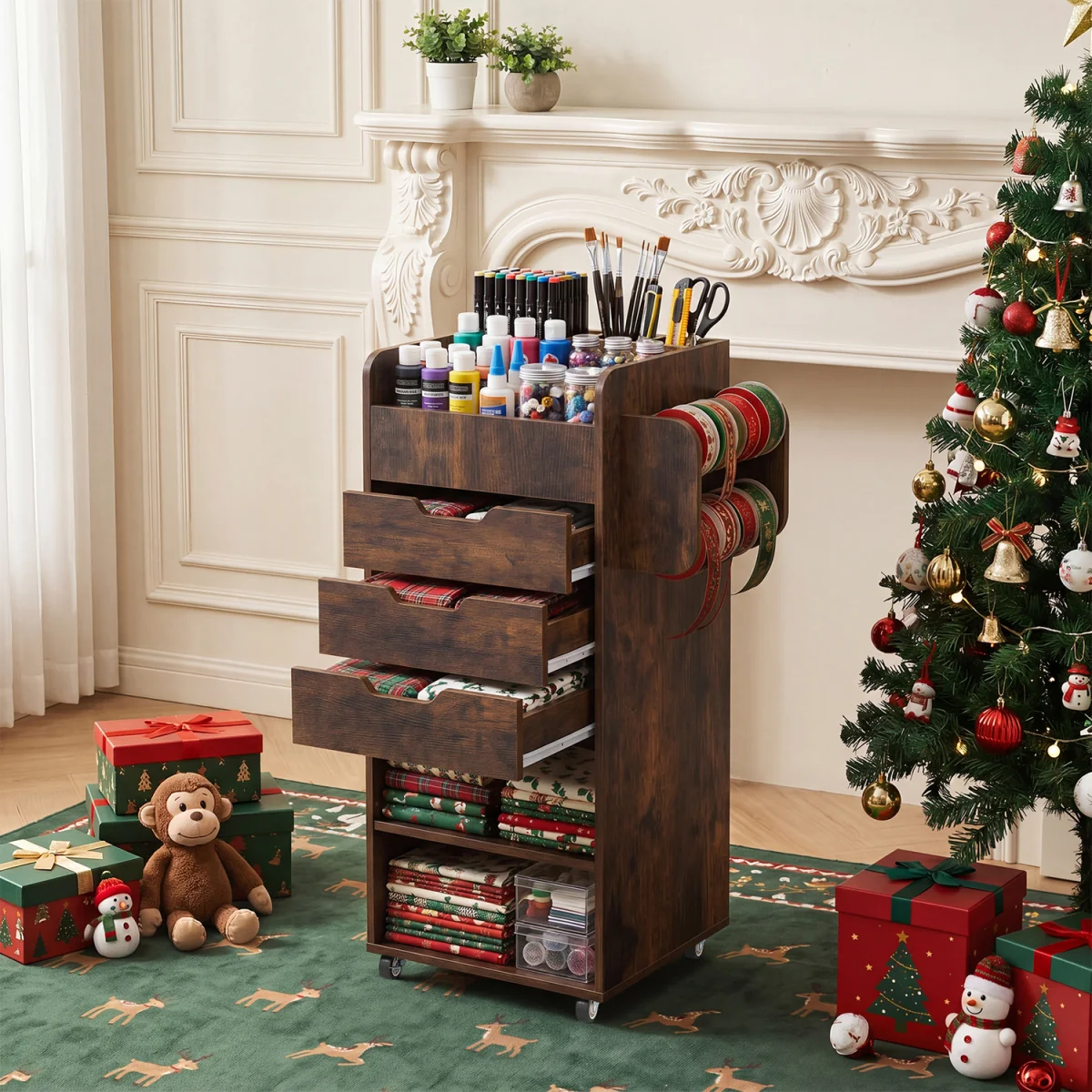 Rolling Storage Cart - Brown – image 5
