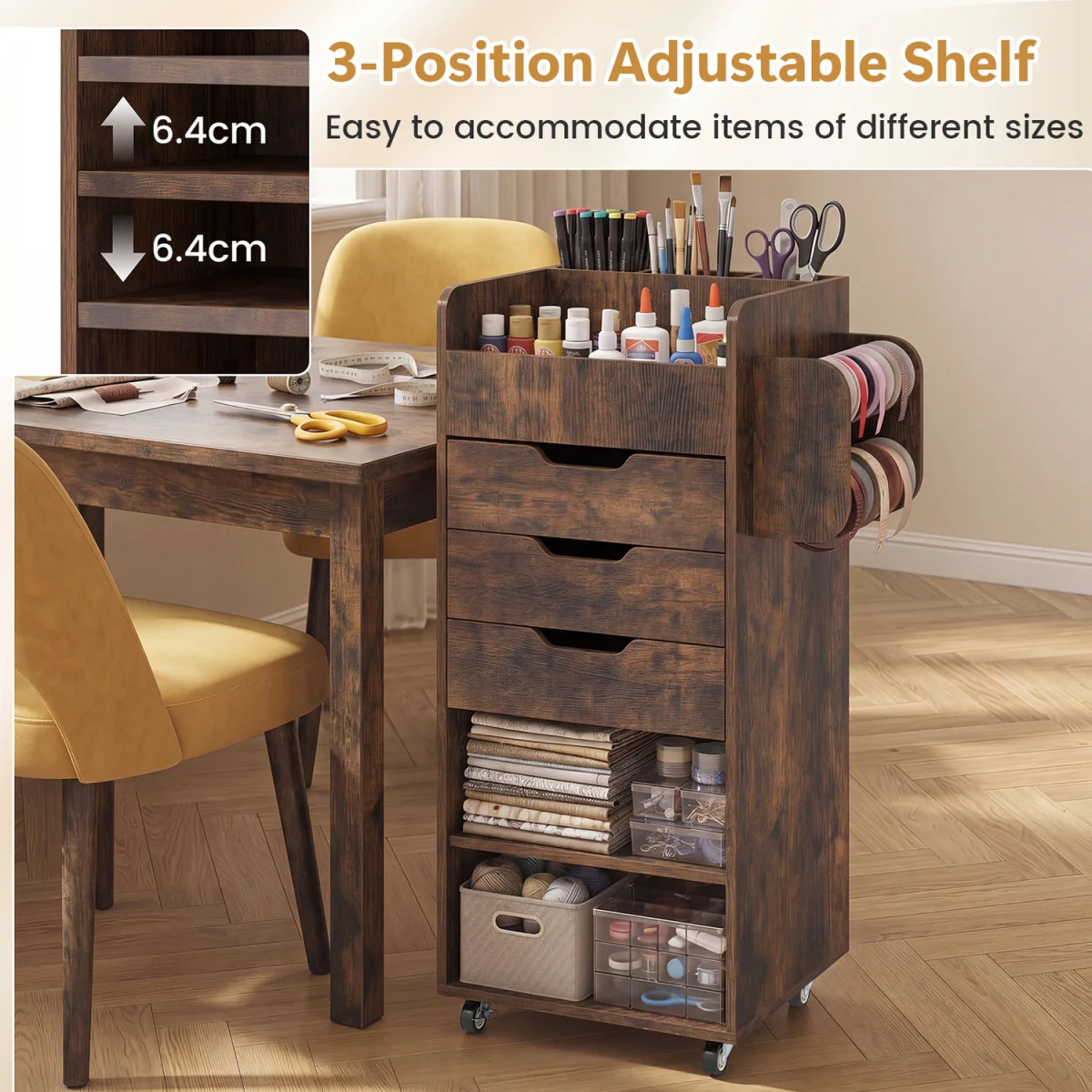 Rolling Storage Cart - Brown – image 8
