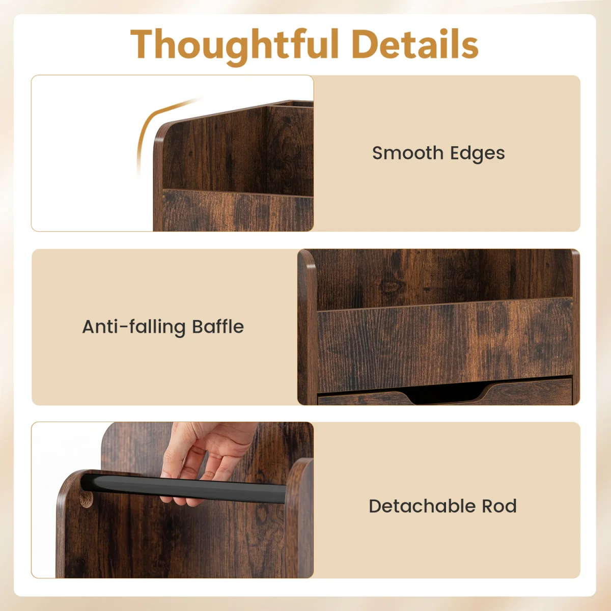 Rolling Storage Cart - Brown – image 9