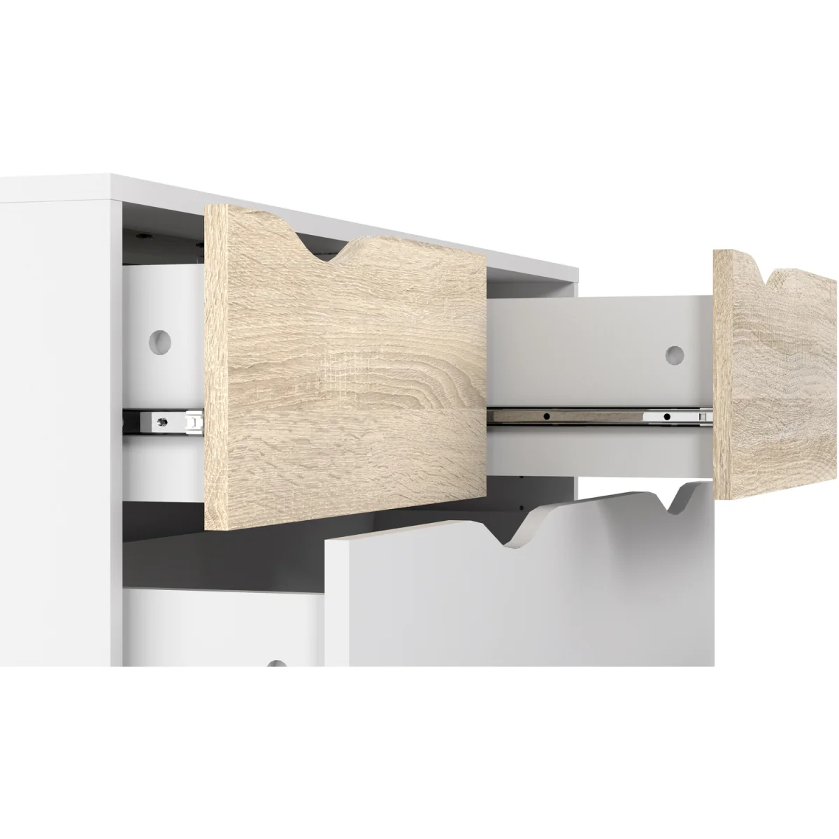Oslo Chest of 5 Drawers in White and Oak - White & Oak – image 5