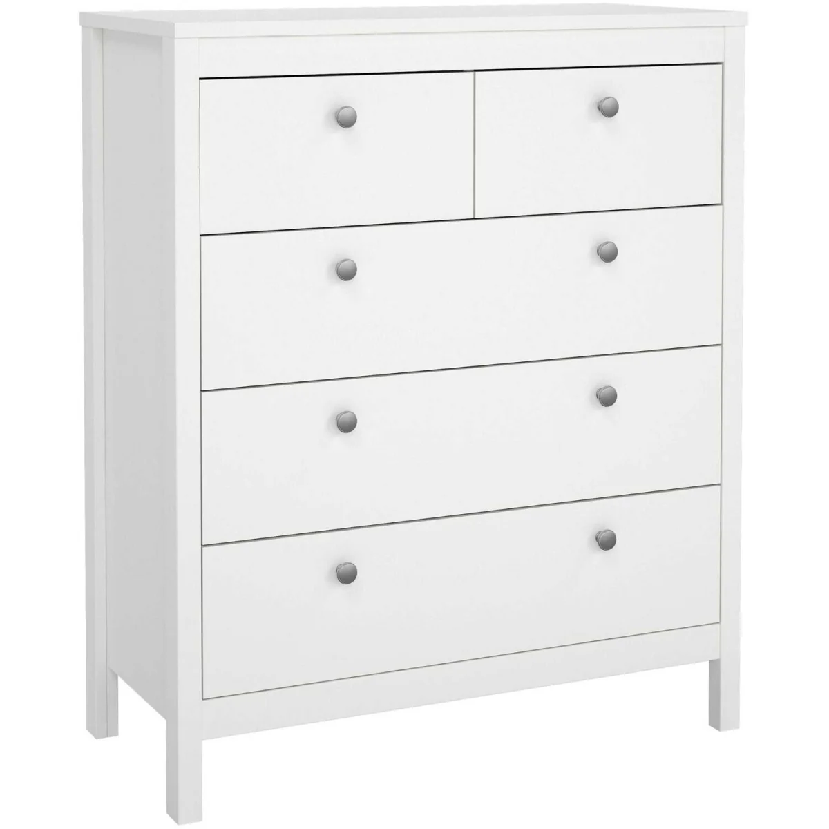 Wyld Haus Gossmere 5-Drawer Tall Chest, Matt White, Silver Plastic Handles - White – image 2