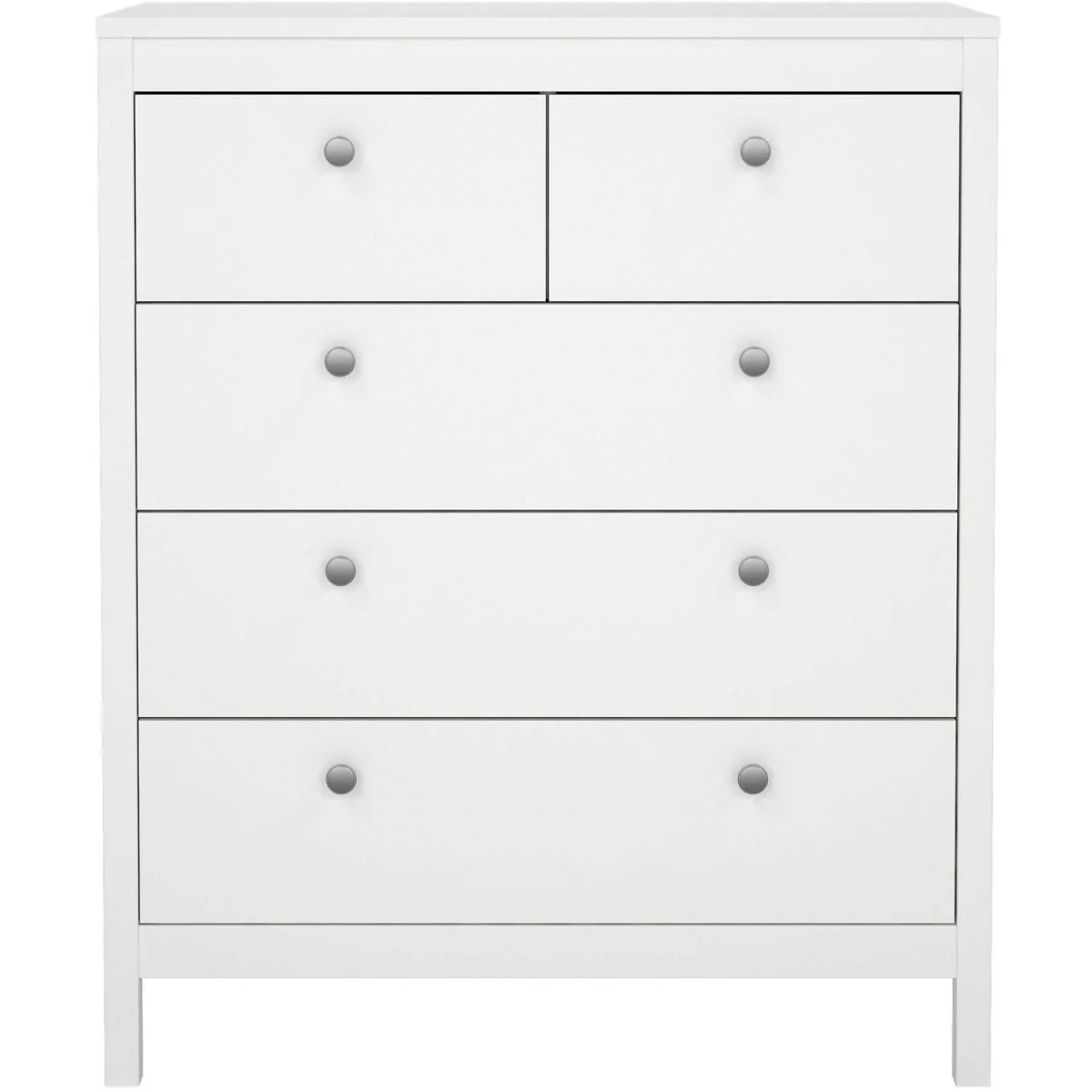 Wyld Haus Gossmere 5-Drawer Tall Chest, Matt White, Silver Plastic Handles - White – image 4