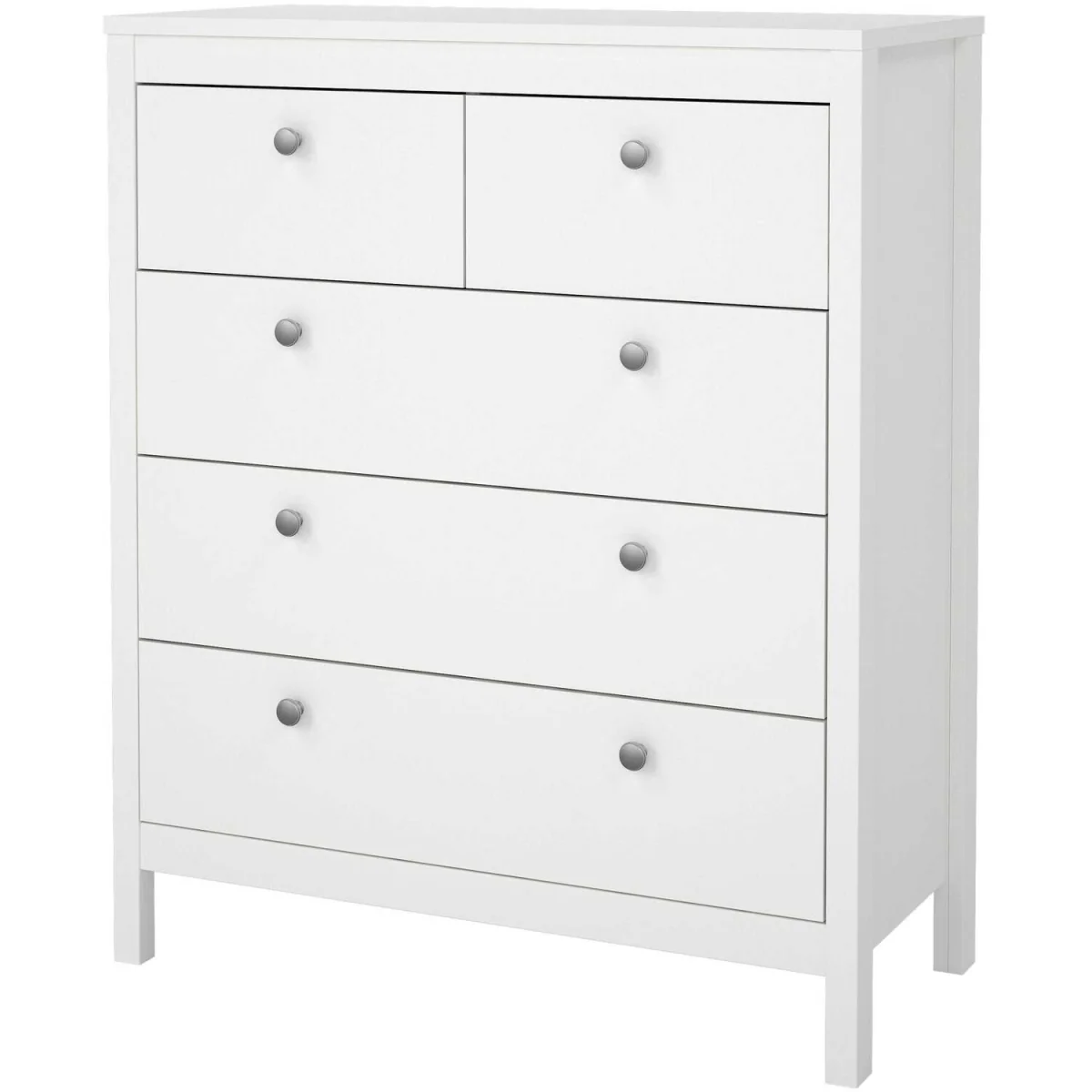 Wyld Haus Gossmere 5-Drawer Tall Chest, Matt White, Silver Plastic Handles - White – image 5