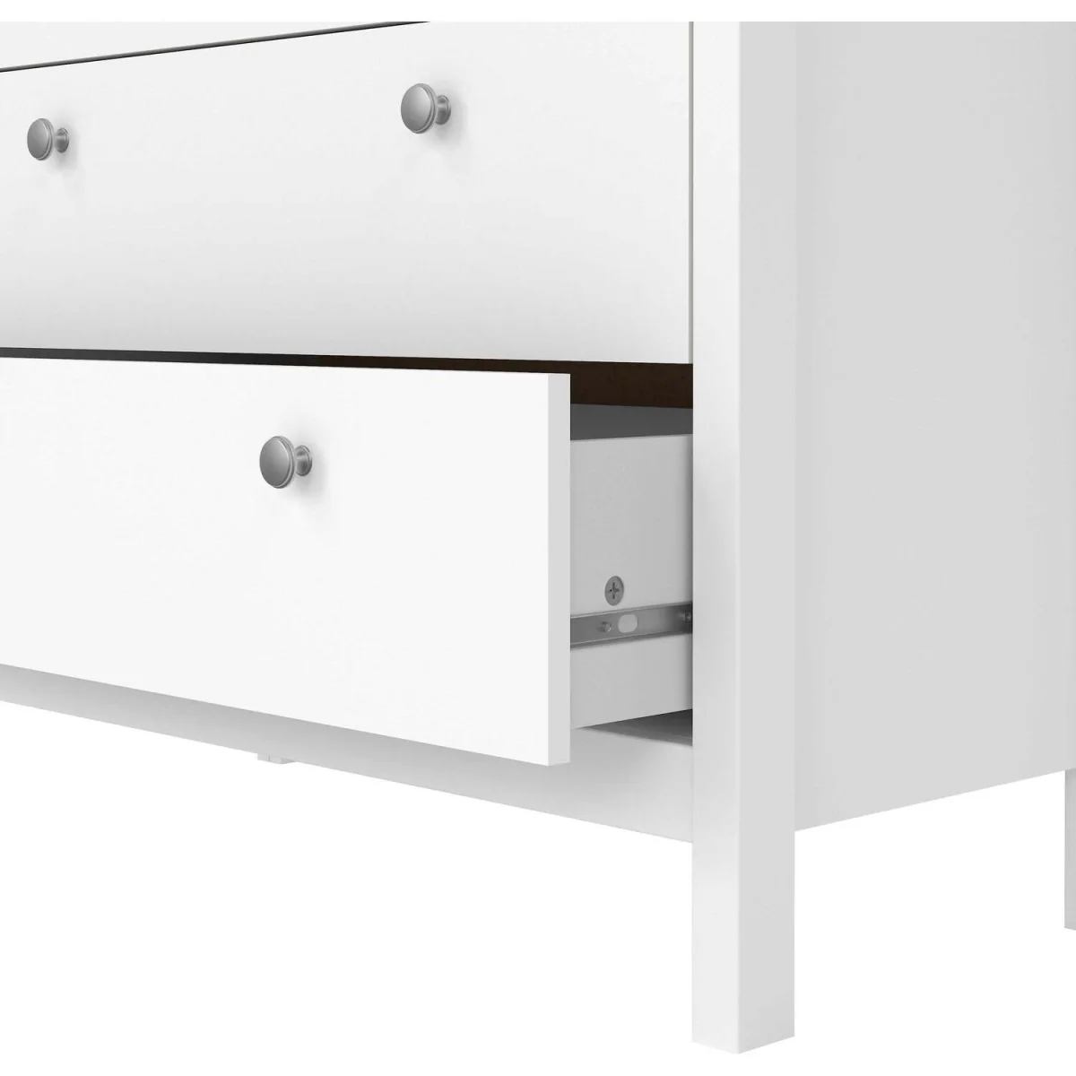 Wyld Haus Gossmere 5-Drawer Tall Chest, Matt White, Silver Plastic Handles - White – image 8